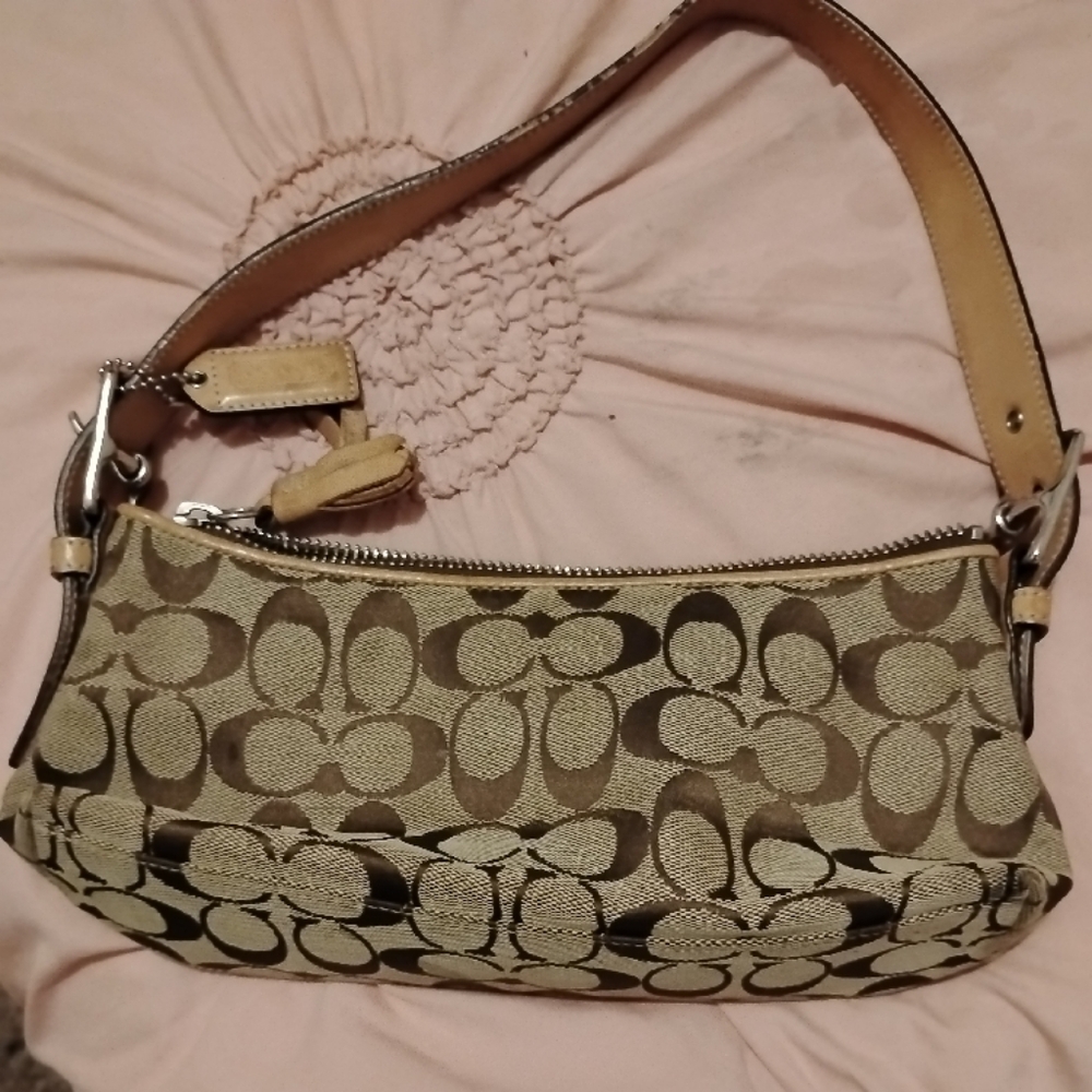 Coach Beige Monogram Shoulder Bag